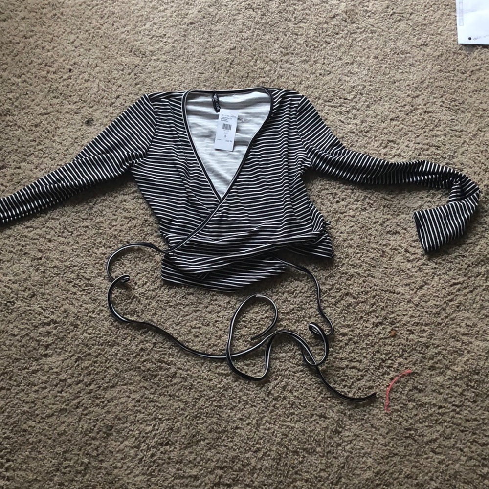 Striped fashion nova wrap shirt